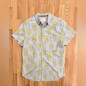 Sovereign Code Short Sleeve Button Up, Light Blue w/Yellow Green‎ Pineapples, XL